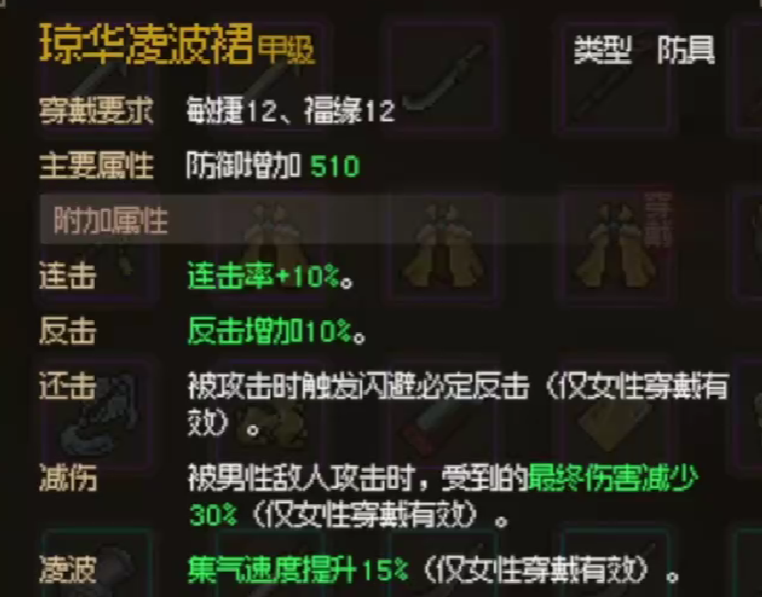 大侠立志传琼华凌波裙装备属性 大侠立志传琼华凌波裙获取方式