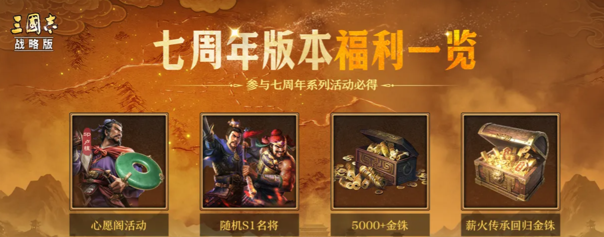 三国志战略版七周年活动福利有哪些 三国志战略版七周年奖励福利与领取攻略