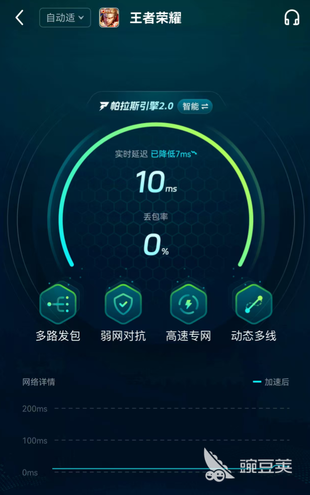 biubiu加速器王者荣耀加速专页实拍图：节点选择与延迟实时监测面板