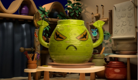 Kiln游戏多人乱斗界面截图，展示陶罐投掷与精灵角色互动场景