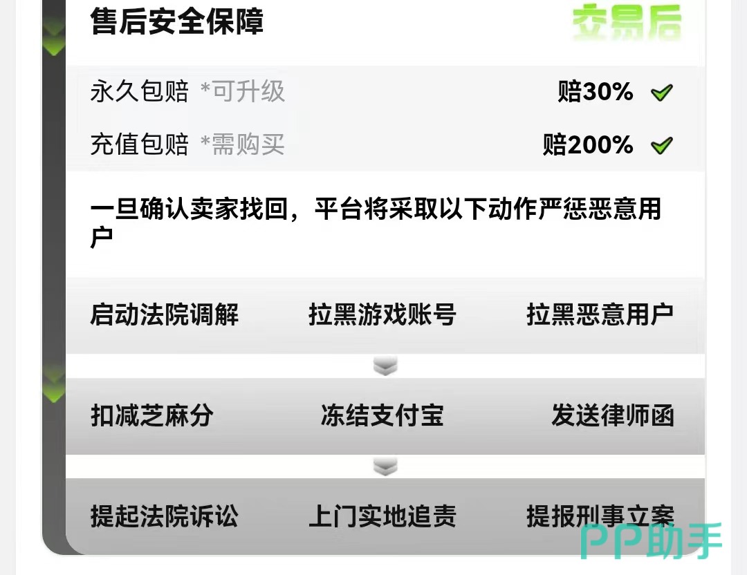 交易猫鸣潮专区界面截图:满命清宵账号验号报告与永久包赔标识
